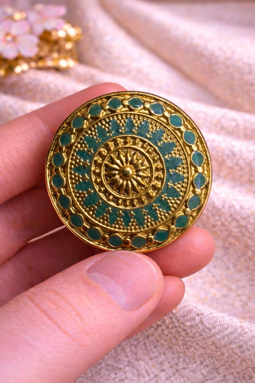 Turquoise Imperial Medallion Bandhgala Button