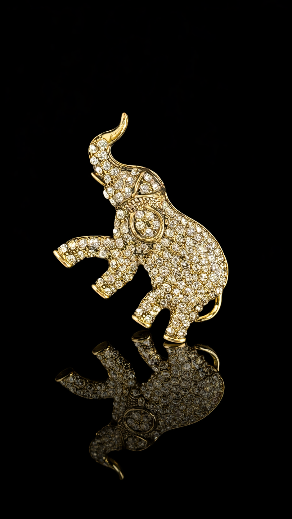 Golden Majesty Elephant Brooch