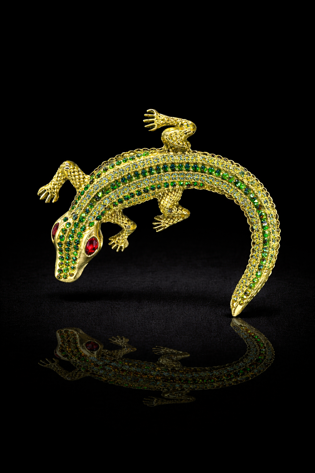Crystal Lizard Statement Brooch