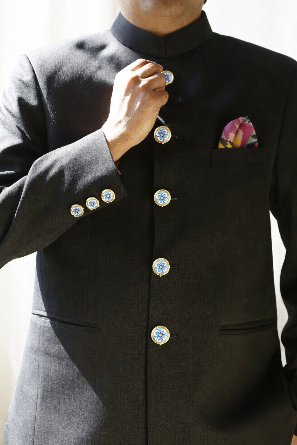 Neel Kamal Blue Pottery Bandhgala Button