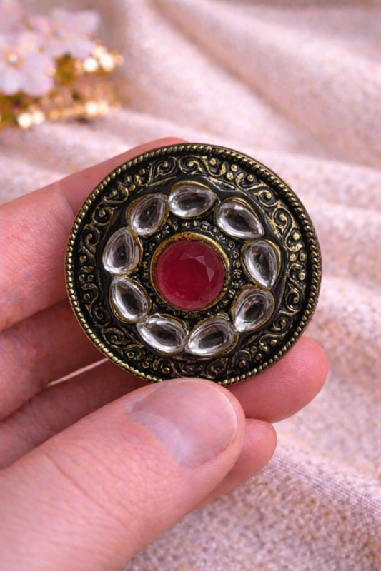 Royal Garnet Kundan Bandhgala Button