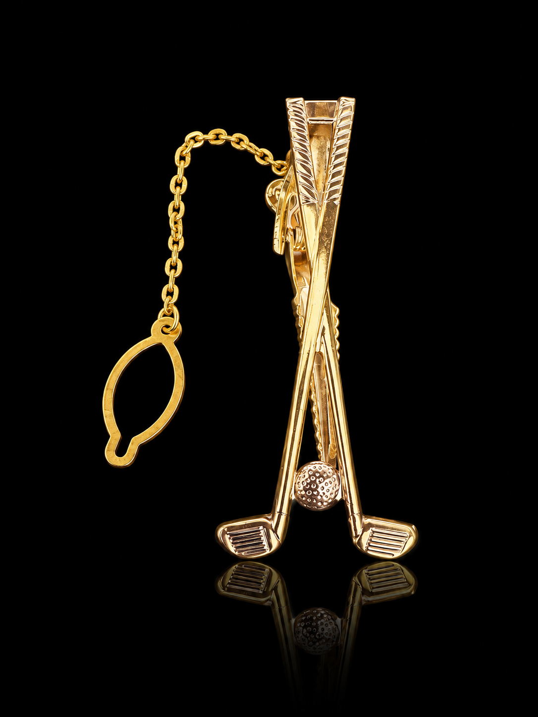 Golf Club Tie Pin with Chain