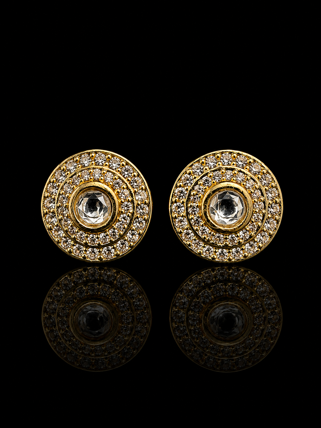 Royal Crystal Halo Gold Cufflinks