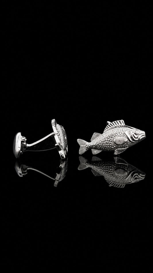 Silver Bass Fish Cufflinks