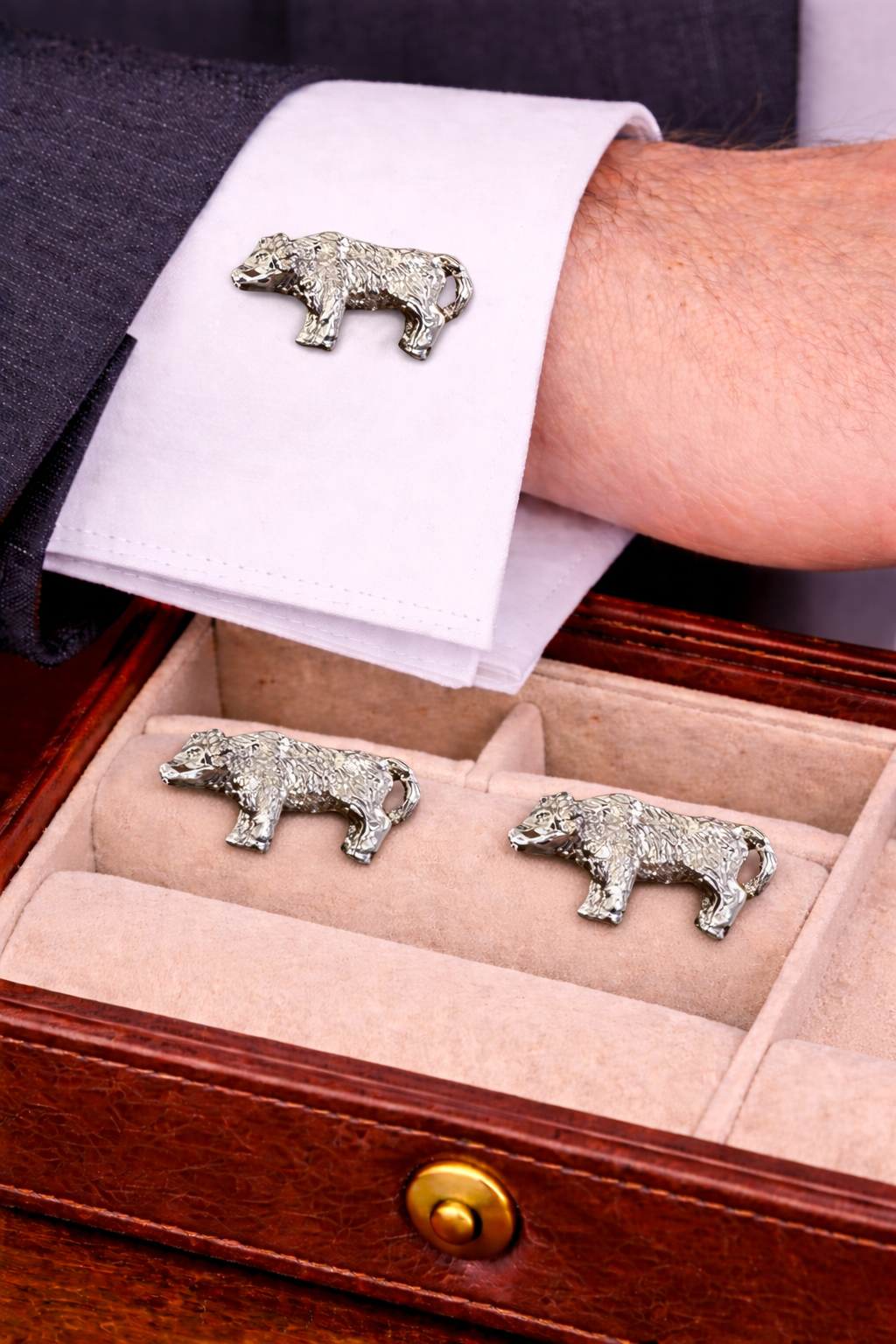 Silver Grizzly Cufflinks