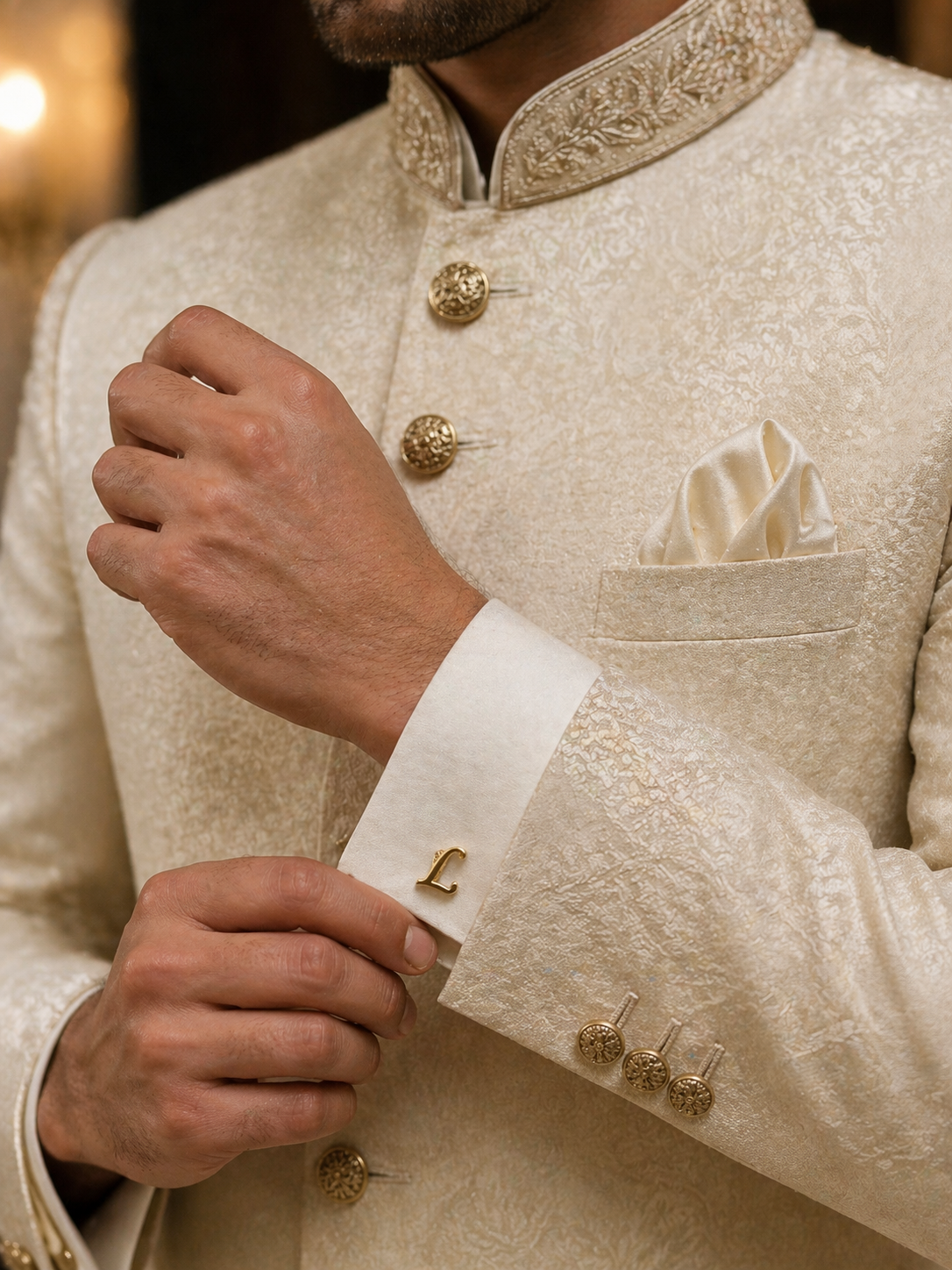 Rajputana Initial "L" Gold Cufflinks