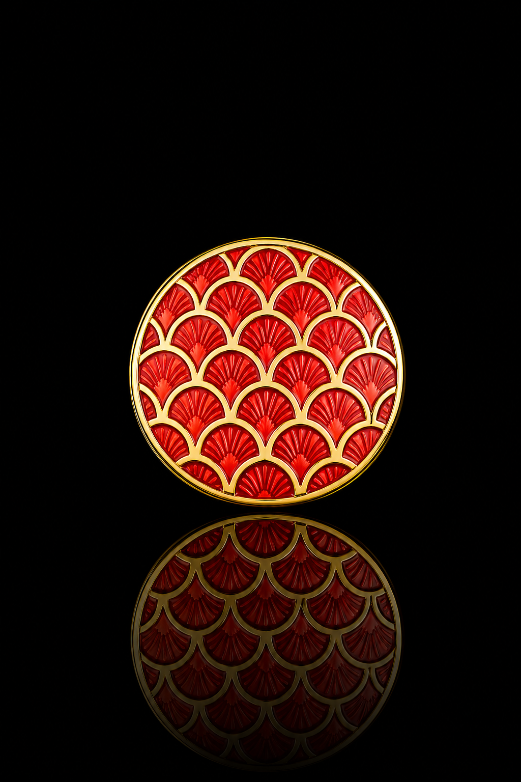 Royal Scarlet Round Brooch Pin