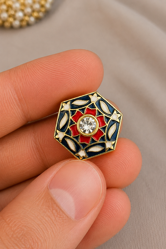 Imperial Mosaic Crystal Bandhgala Button Set