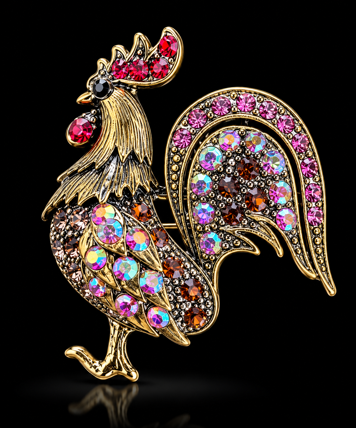 Royal Peacock-Inspired Cock Brooch