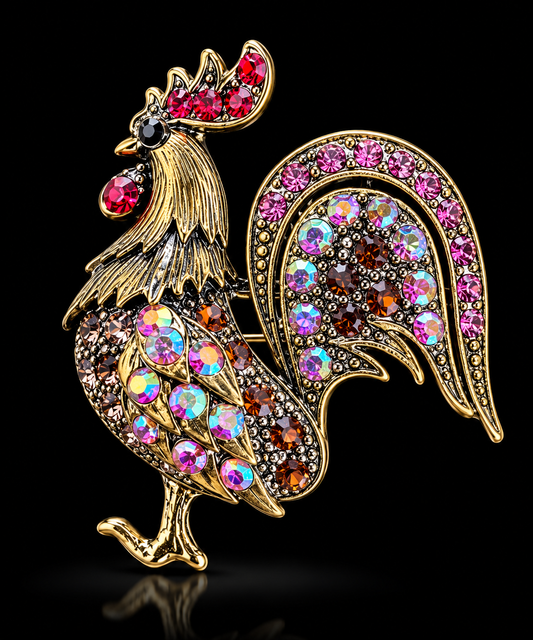 Royal Peacock-Inspired Cock Brooch