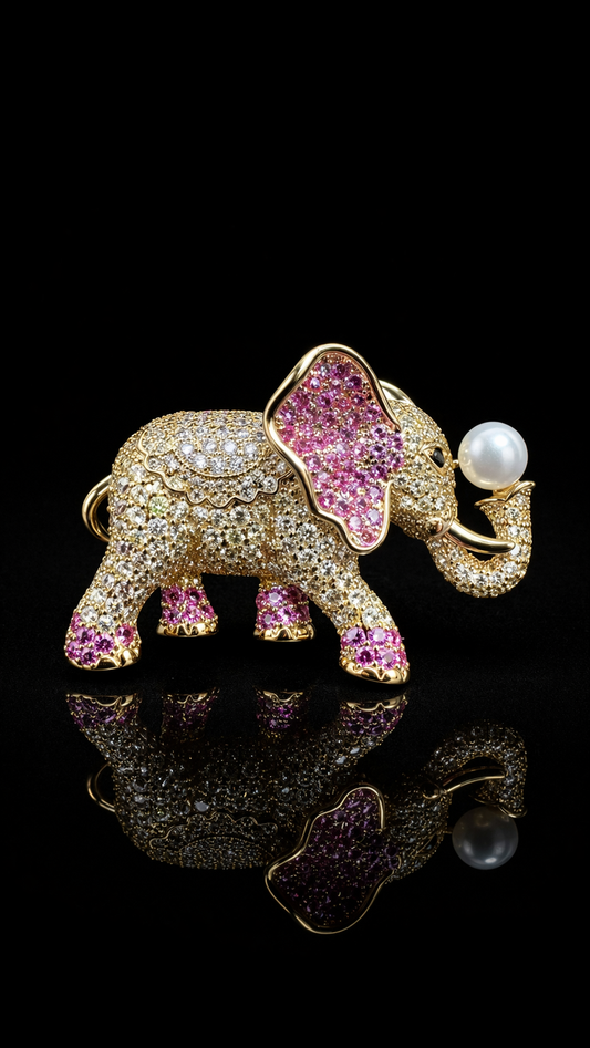 Pink Royale Elephant Brooch