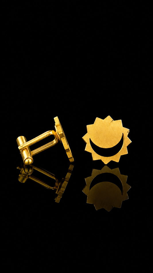 Sun & Crescent Gold Cufflinks