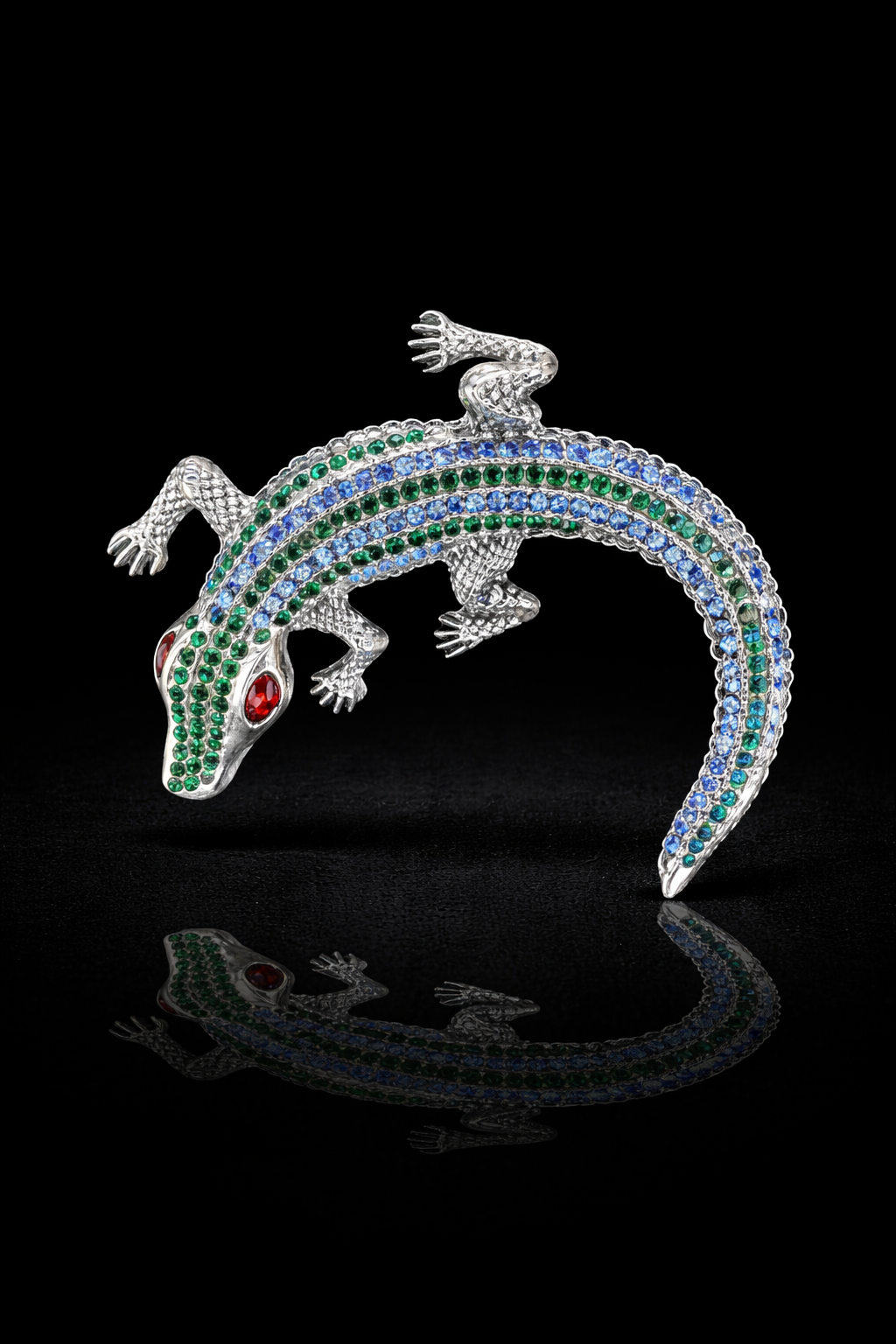 Crystal Lizard Statement Brooch