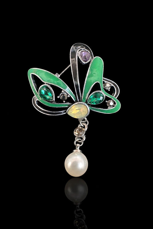 Emerald Whisper Butterfly Brooch