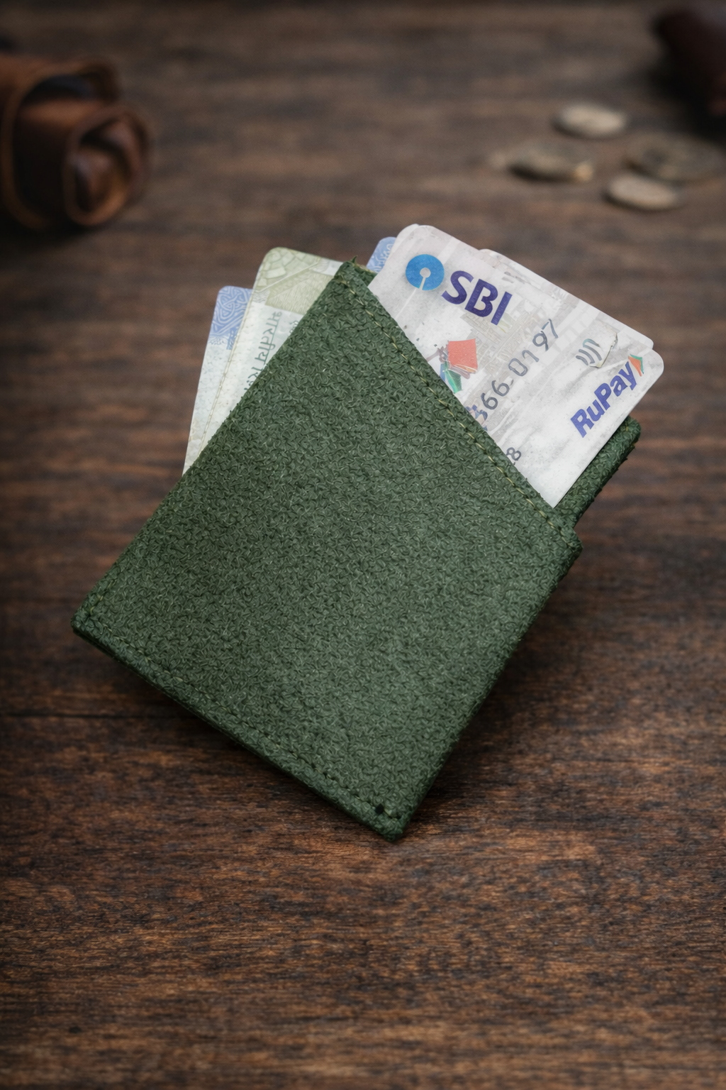 Minimalist Green Leather Wallet