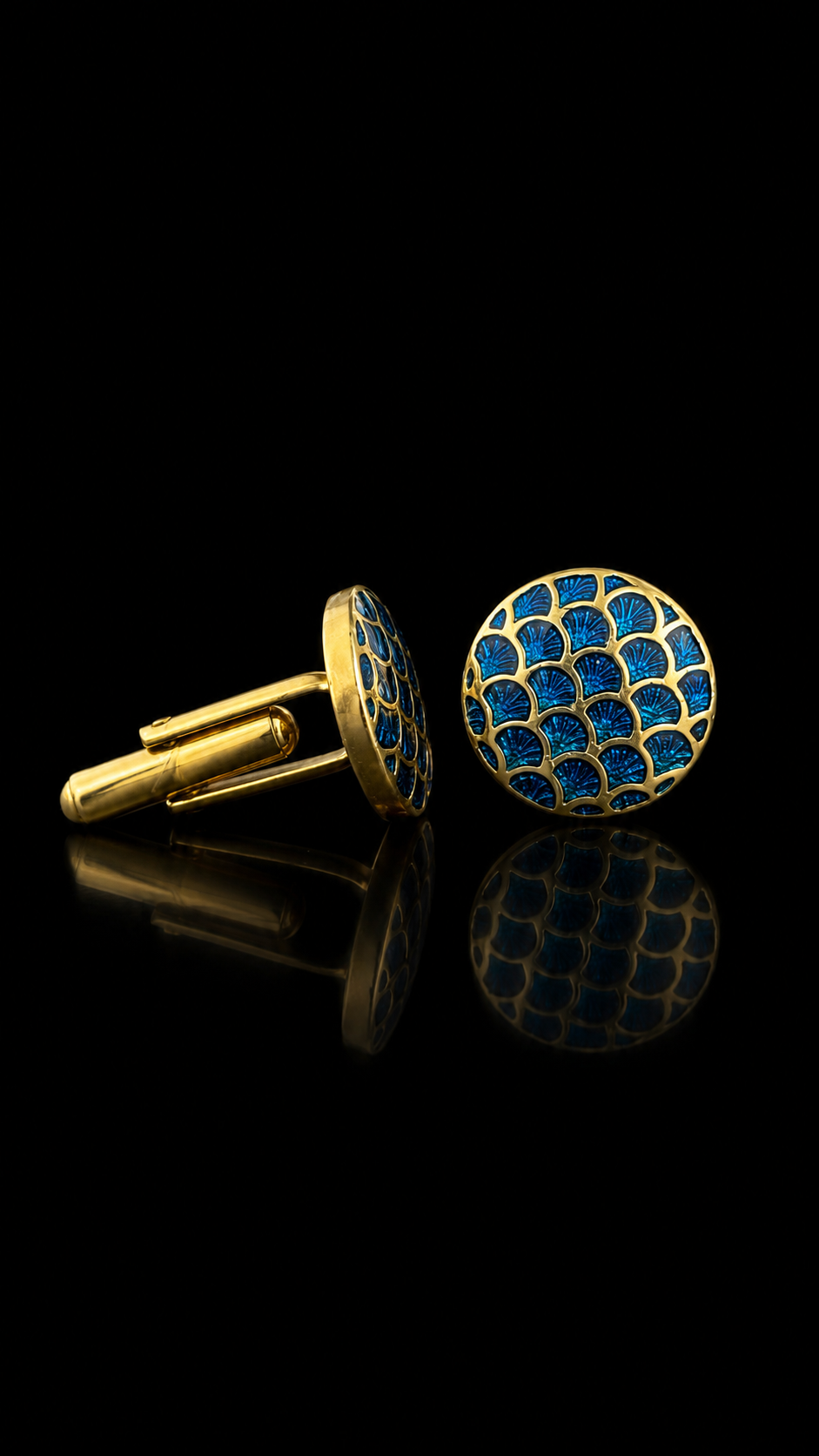 Royal Vermilion Fan Enamel Cufflinks