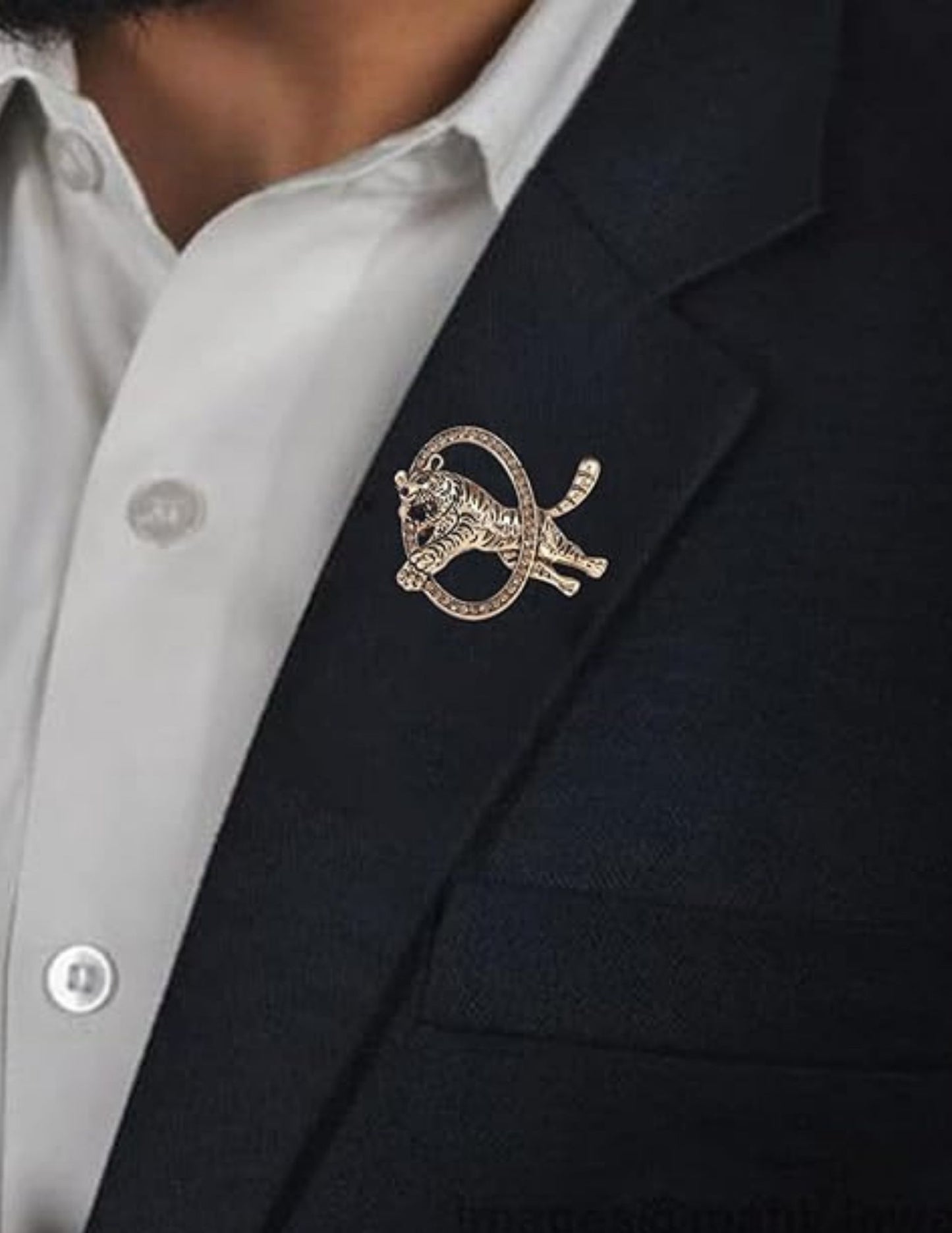 Golden Leap Tiger Brooch