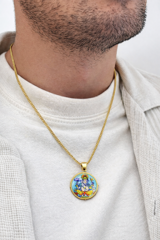 Siddhivinayak – Blue Pottery Pendant