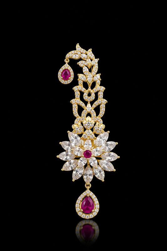 Royal Ruby & Diamond Floral Kalingi Sarpech