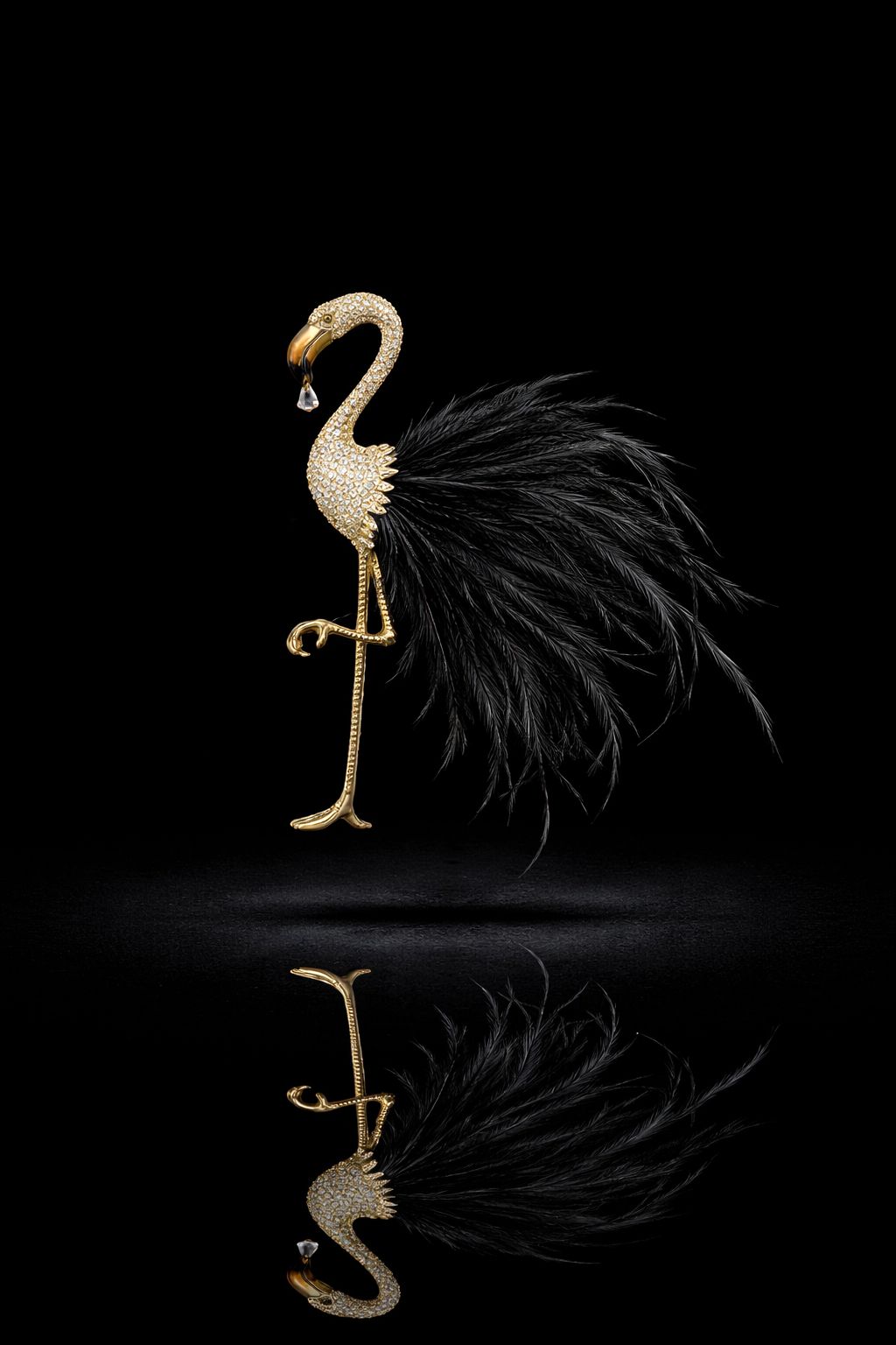 Noir Flamingo Brooch