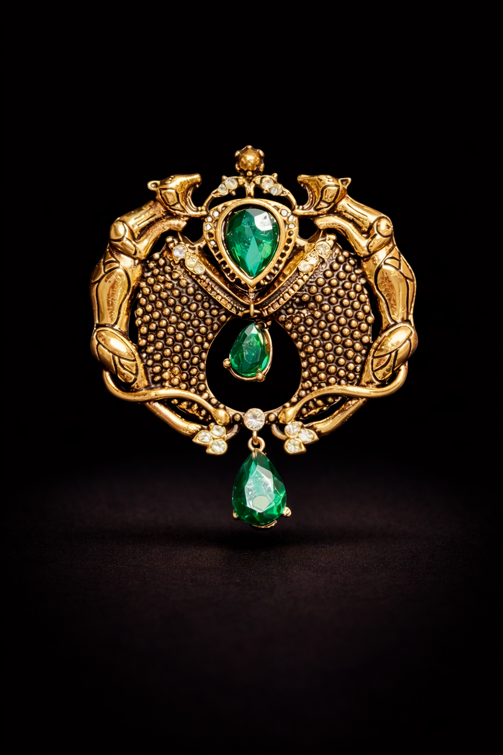 Green Crest Panther Brooch