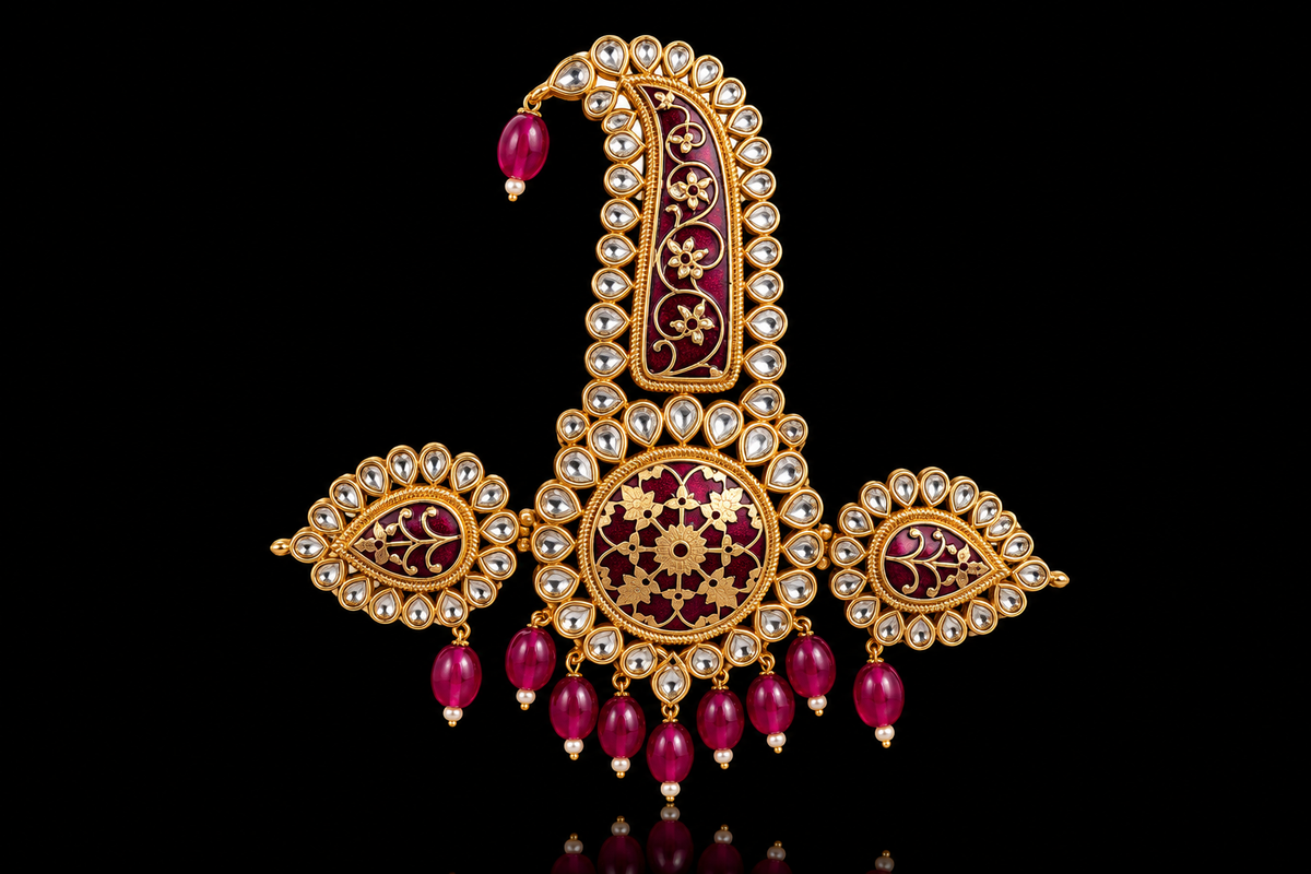 Royal Ruby Meenakari Kalingi Sarpech