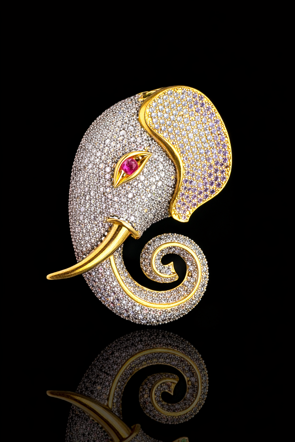 Regal Elephant Crystal Brooch