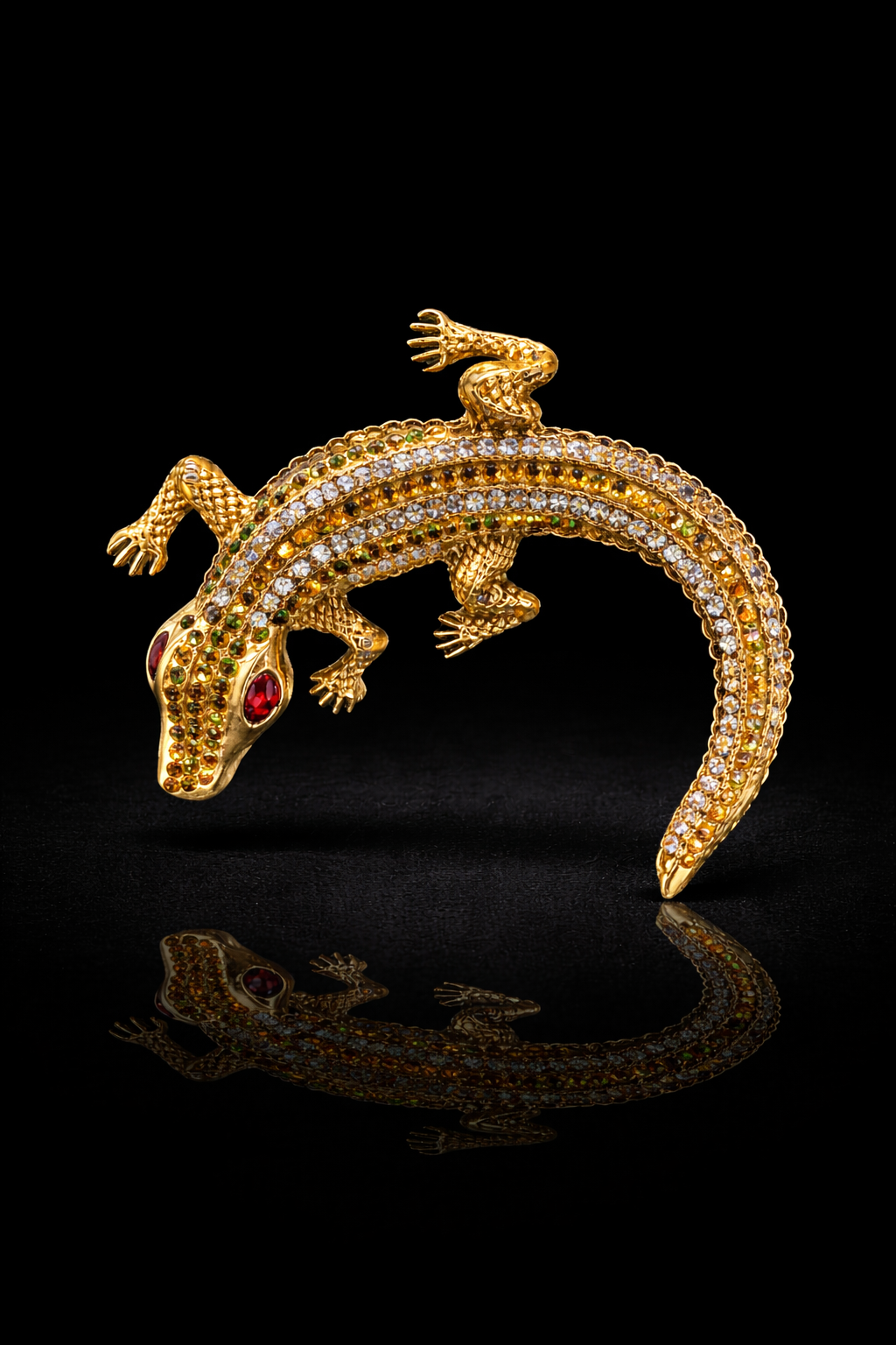 Crystal Lizard Statement Brooch