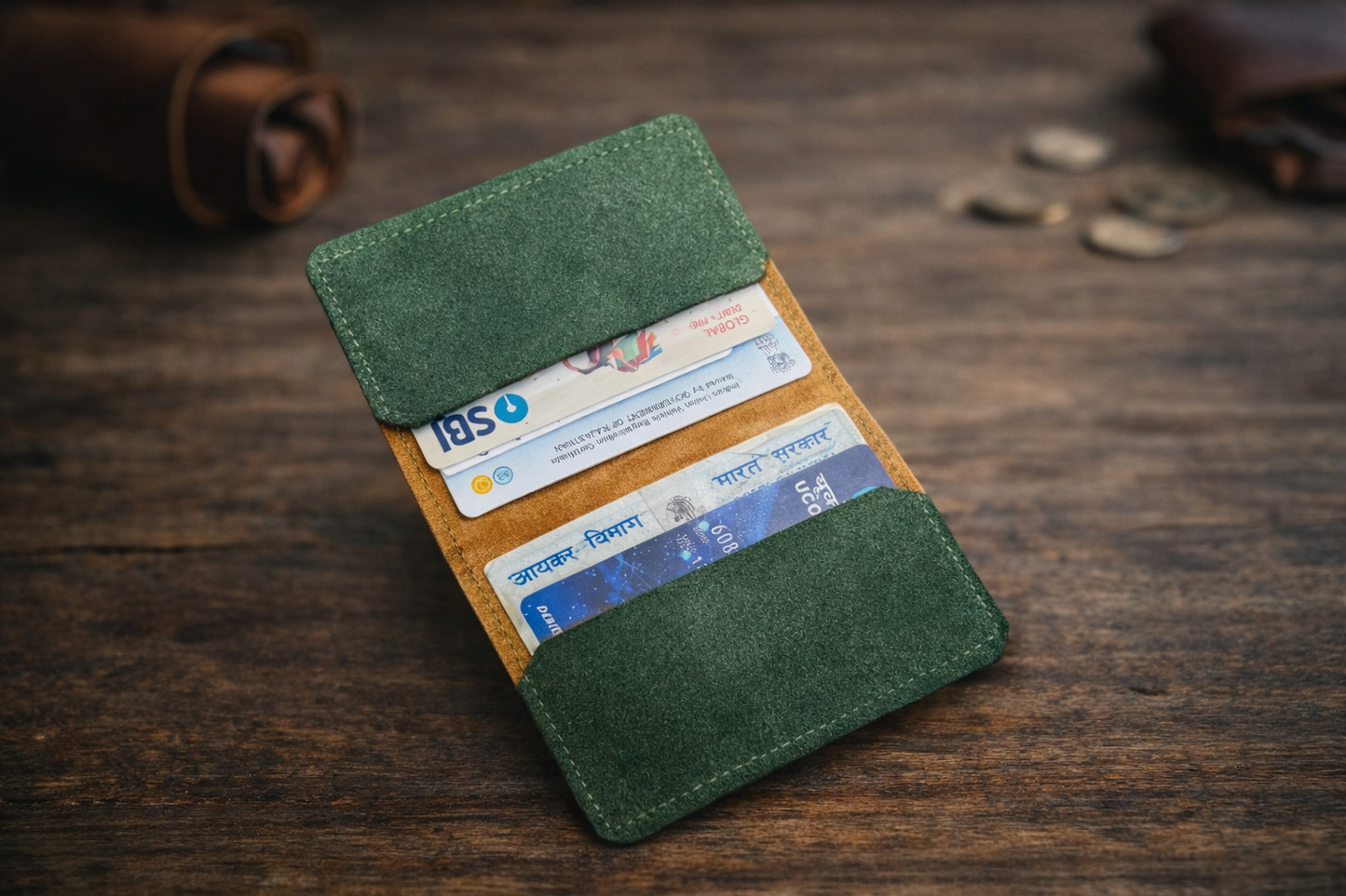 Forest Edge Suede Card Wallet