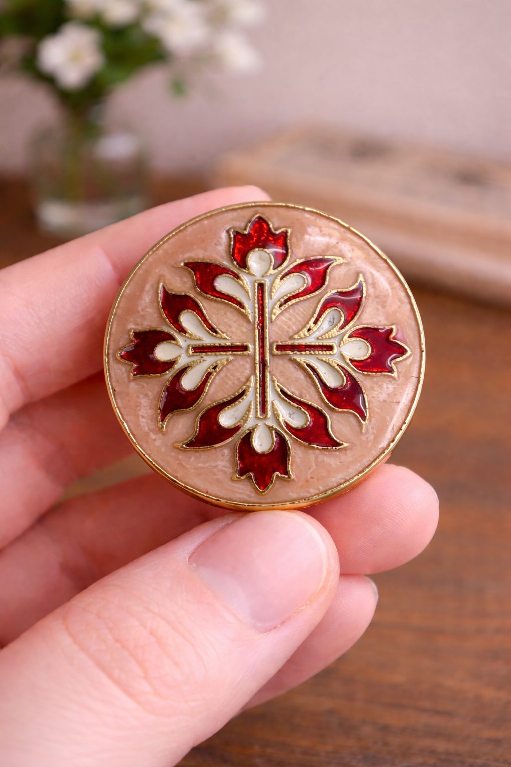 Blush Royale Floral Bandhgala Button