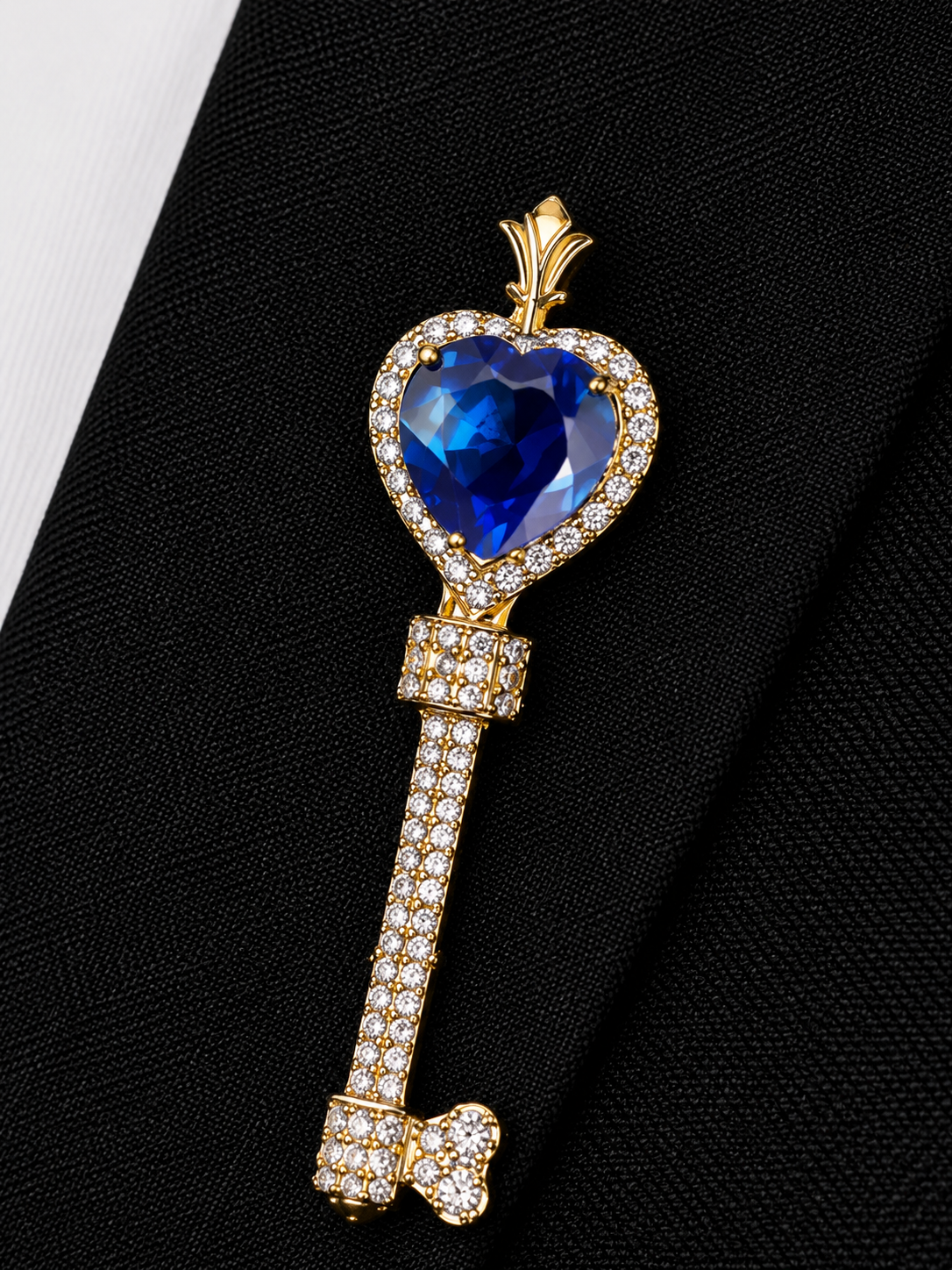 Royal Sapphire Key Brooch