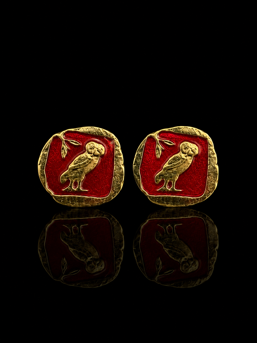 Royal Owl Gold & Red Cufflinks