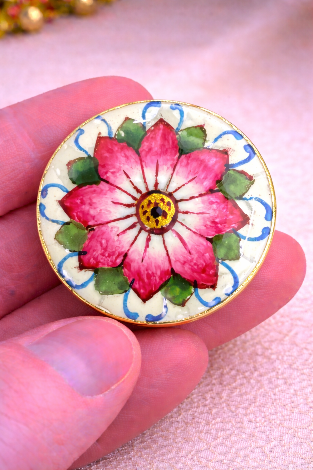 Crimson Royale – Hand-Painted Bandhgala Button