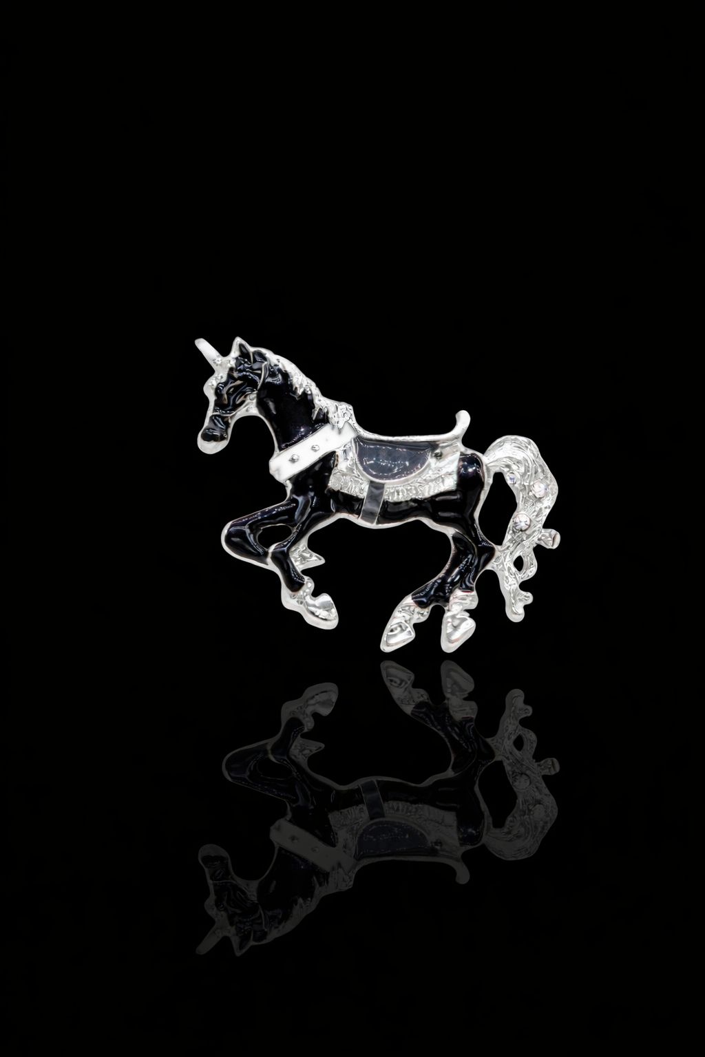 Midnight Carousel Horse Brooch
