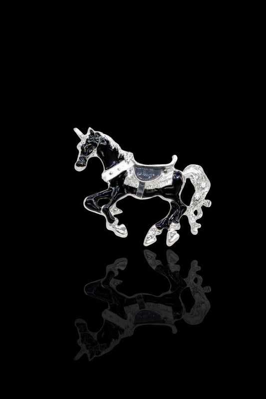 Midnight Carousel Horse Brooch