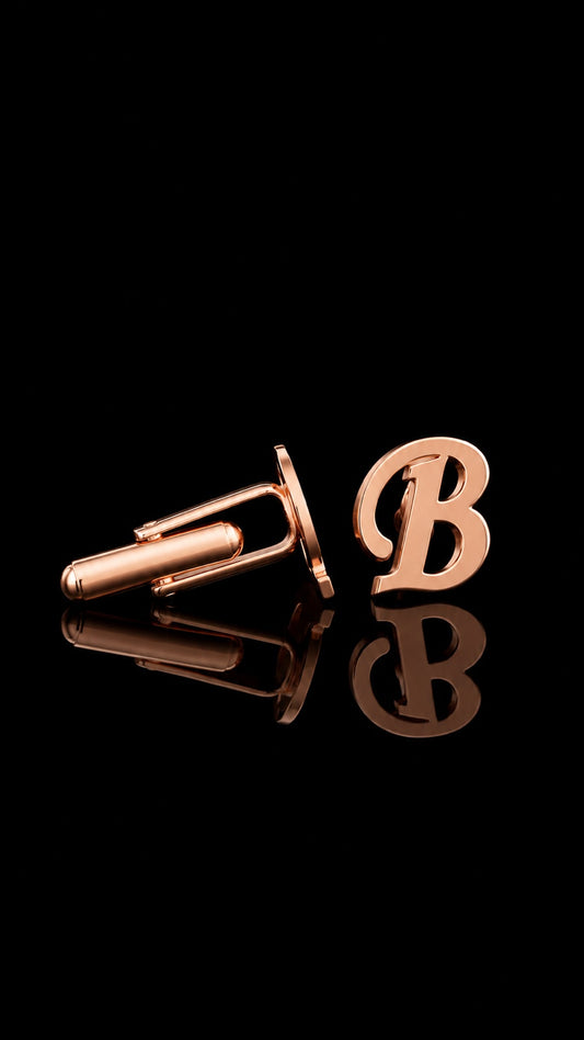 Rajputana Initial "B" Rose Gold Cufflinks