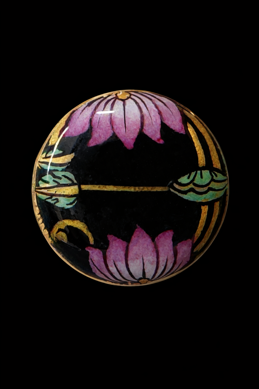 Royal Lotus – Hand-Painted Button