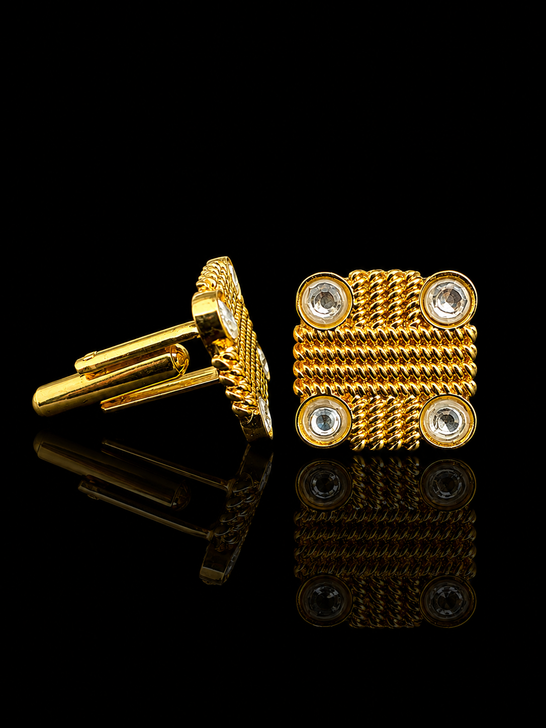 Royal Rope Crystal Square Cufflinks