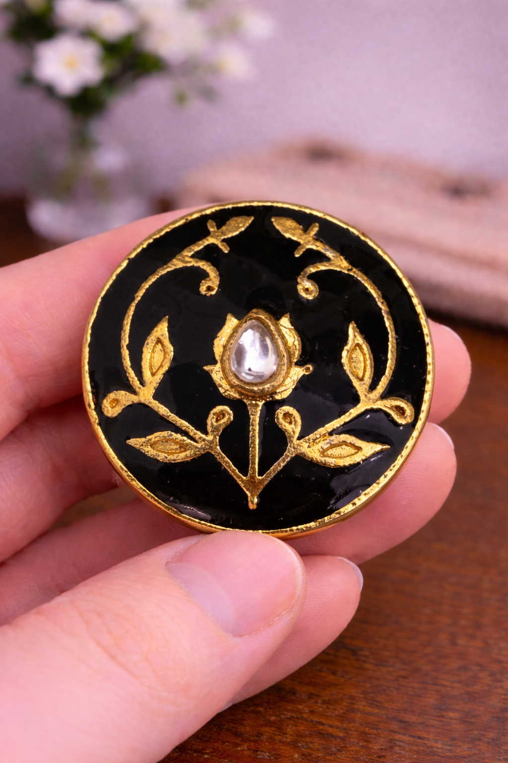 Noorvine Black Bandhgala Button