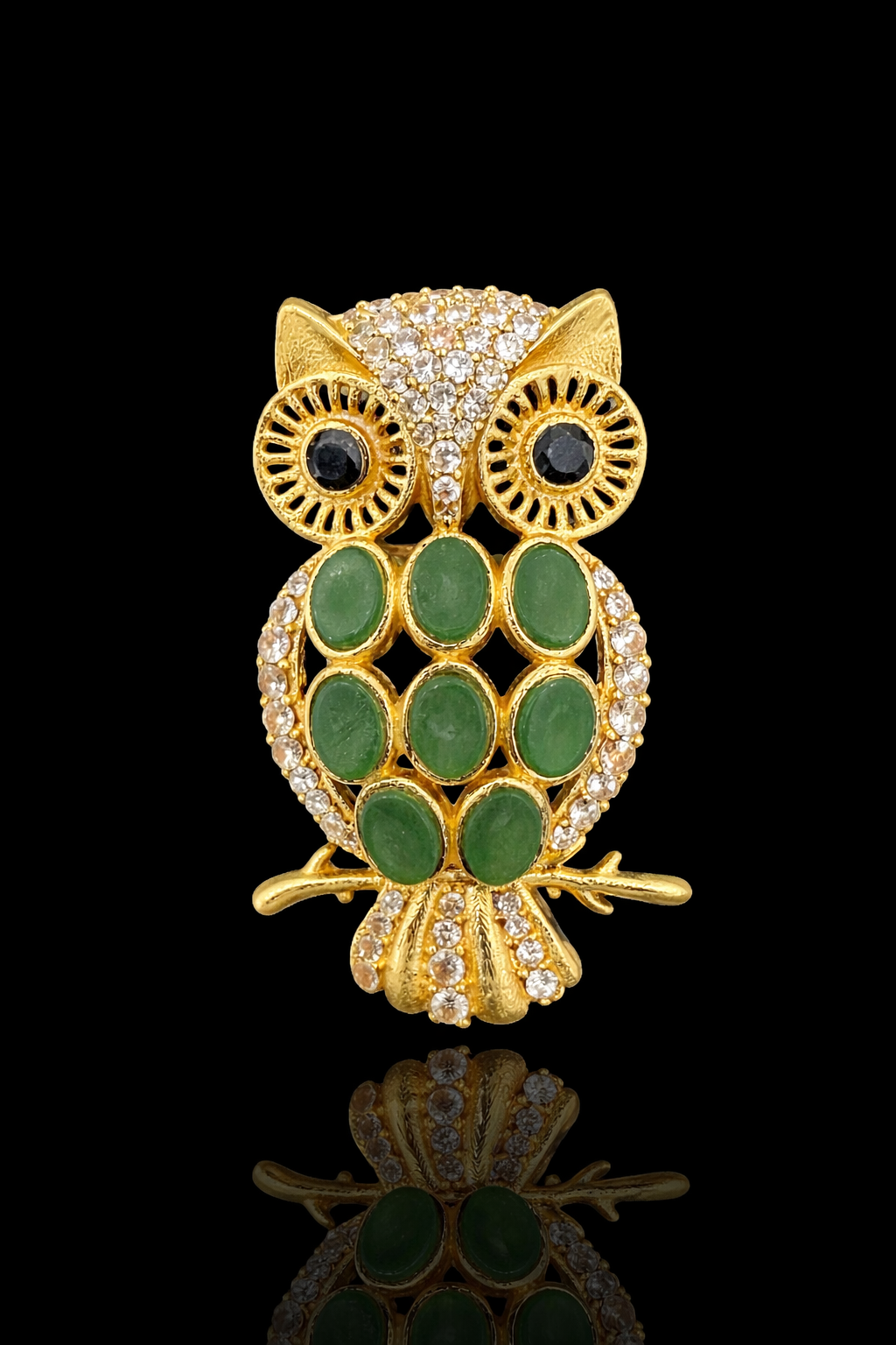 Royal Owl Crystal Brooch