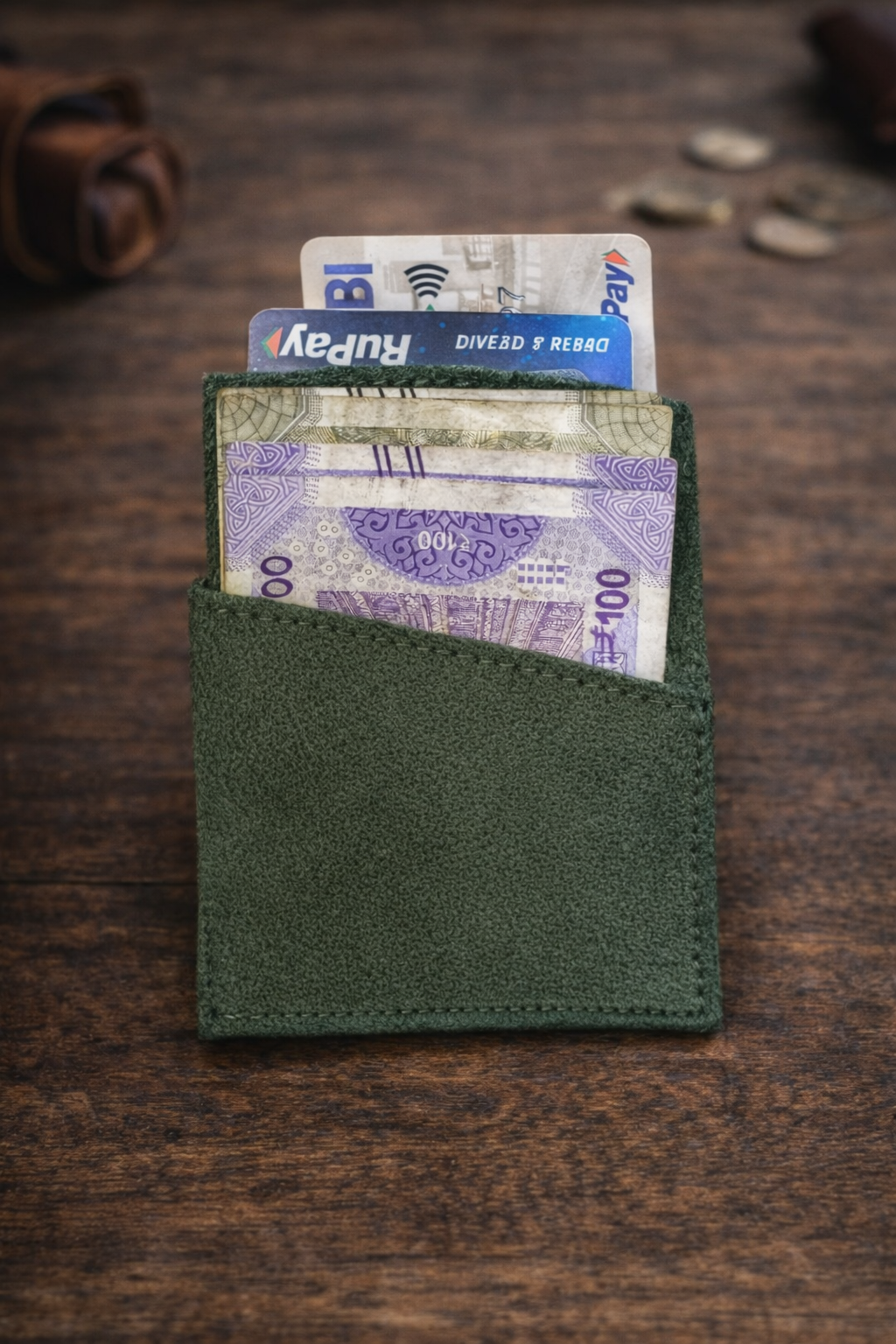 Minimalist Green Leather Wallet