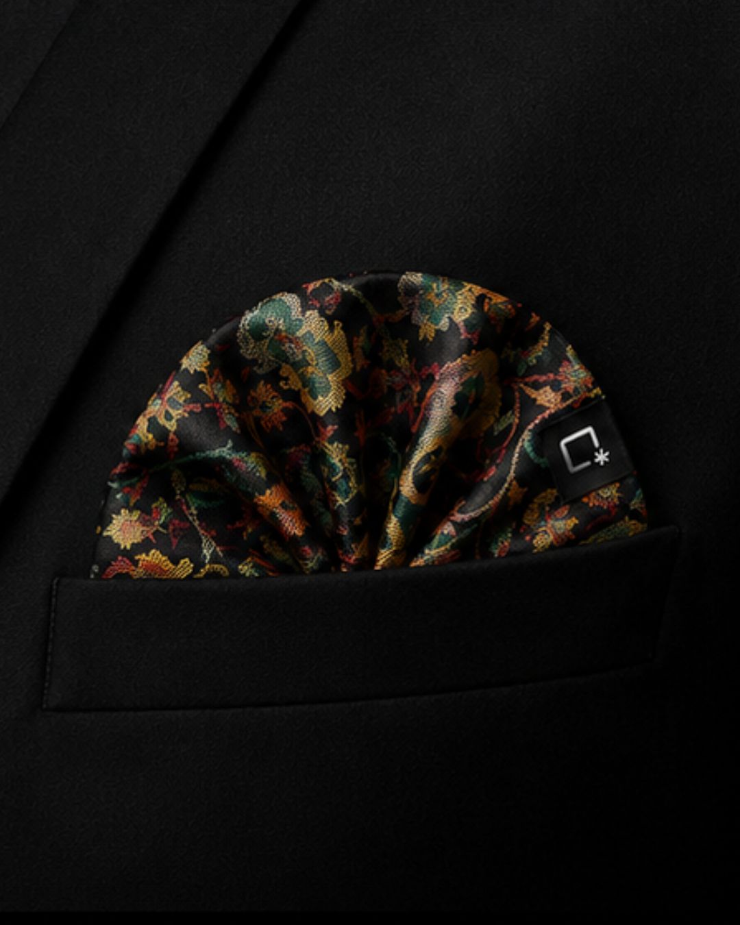 Midnight Paisley Pashmina Kani Pocket Square