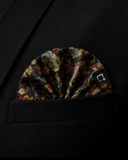 Midnight Paisley Pashmina Kani Pocket Square