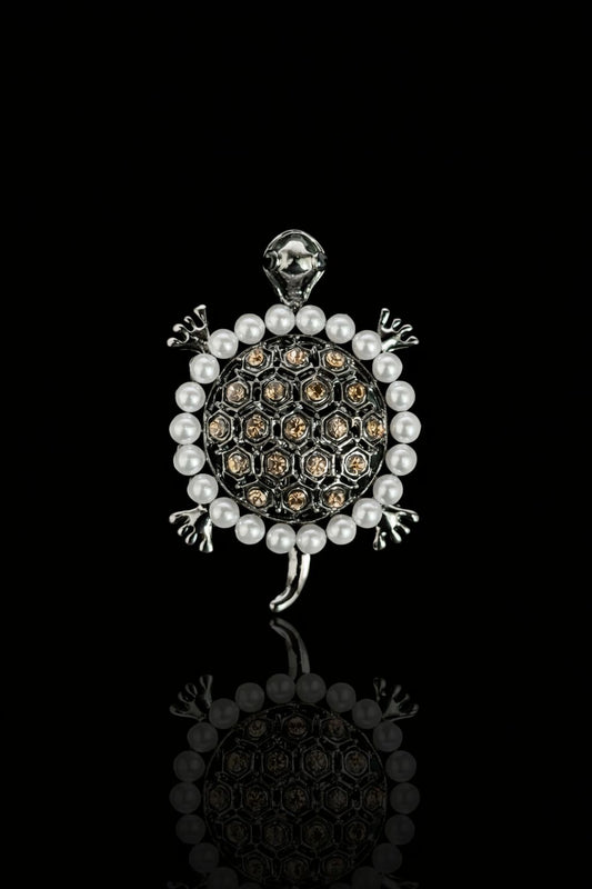 Pearl Halo Turtle Brooch