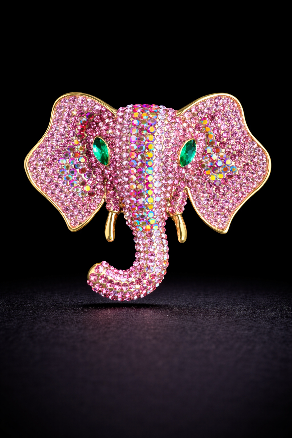 Statement Crystal Elephant Brooch