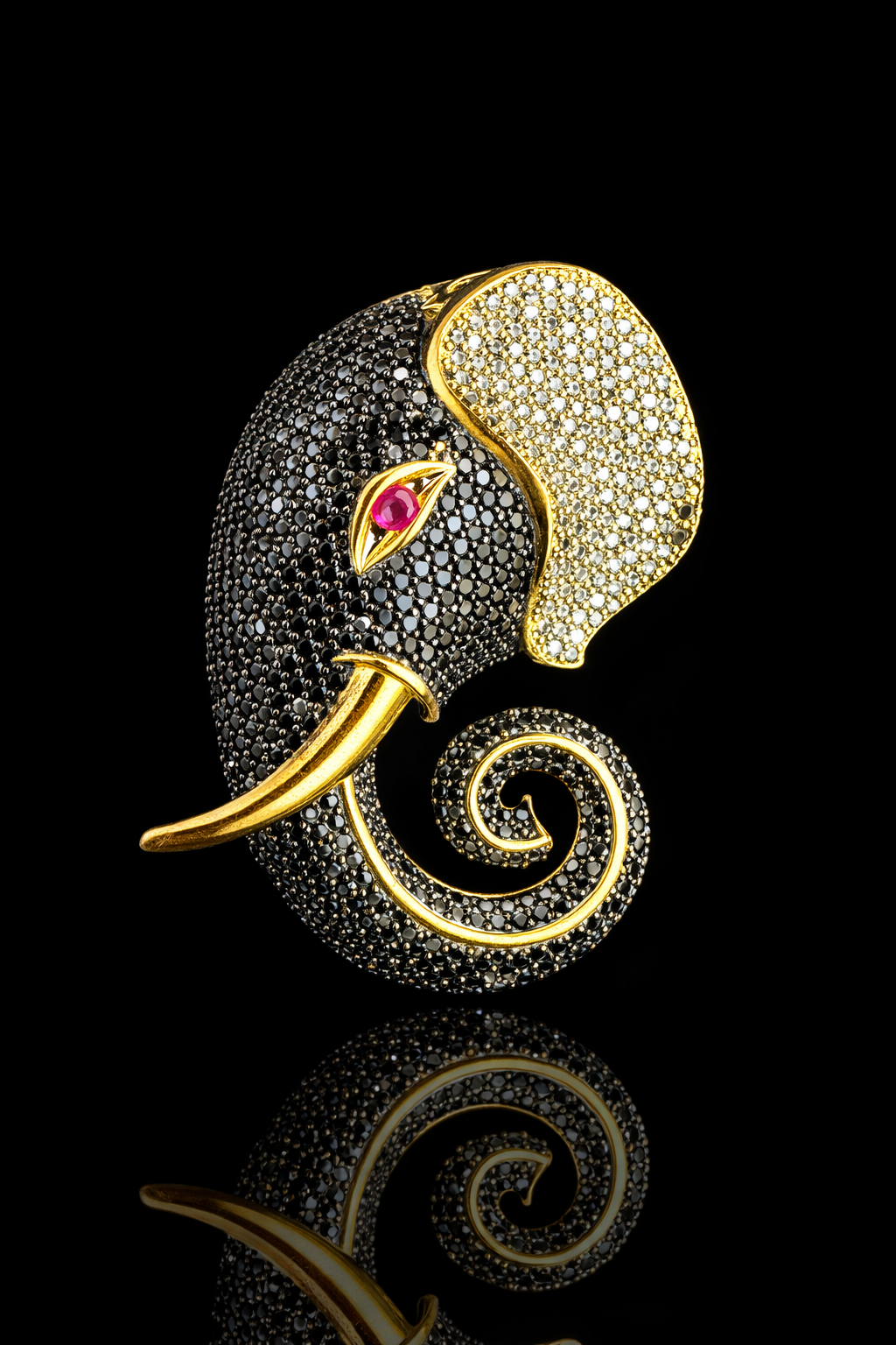 Regal Elephant Crystal Brooch