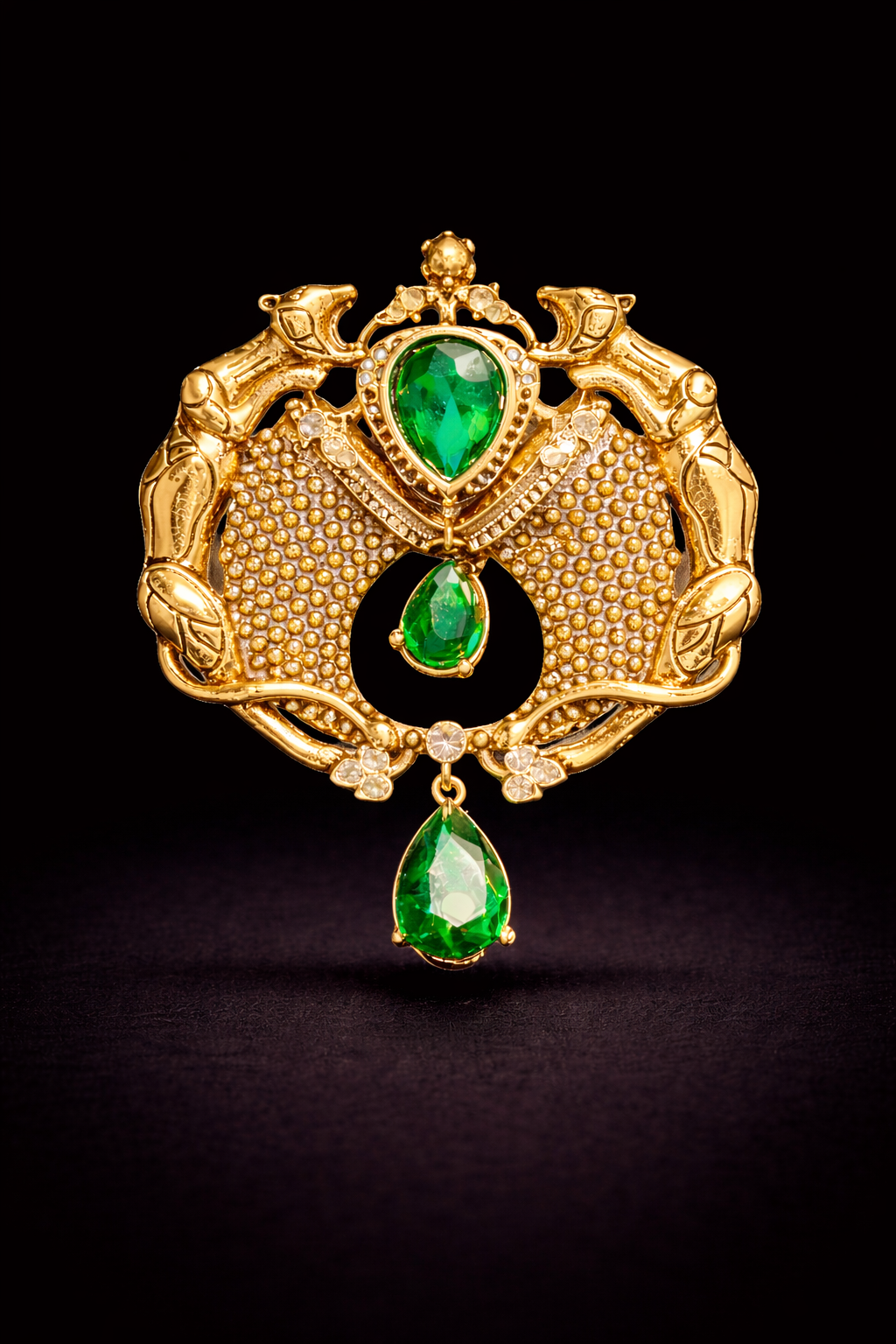 Green Crest Panther Brooch