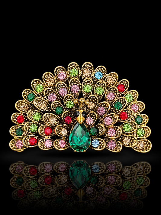Midnight Royale Peacock Brooch