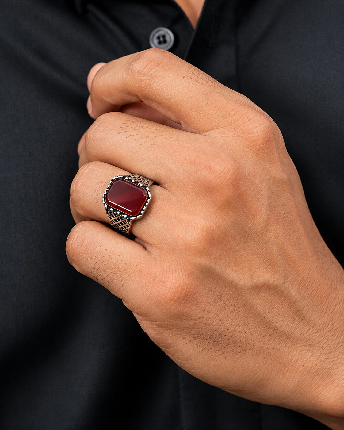 Crimson Silver Ring