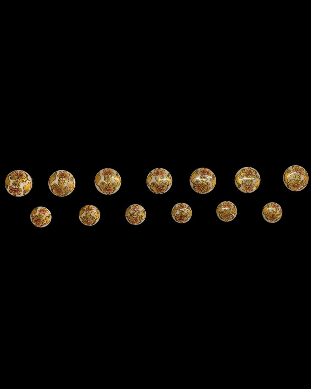 Golden Heritage Bloom – Hand-Painted Button